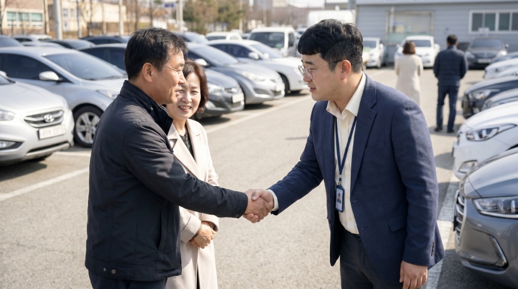 고객 부부와 악수